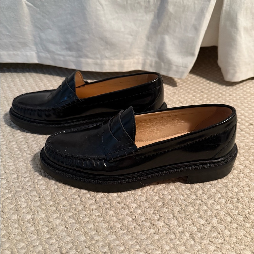 J. Crew Black Leather Penny Loafers - Picture 2 of 3